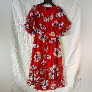 Baku Floral Red Dress